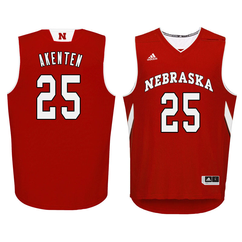 Men Nebraska Cornhuskers #25 Nana Akenten College Basketball Jersyes Sale-Red - Click Image to Close